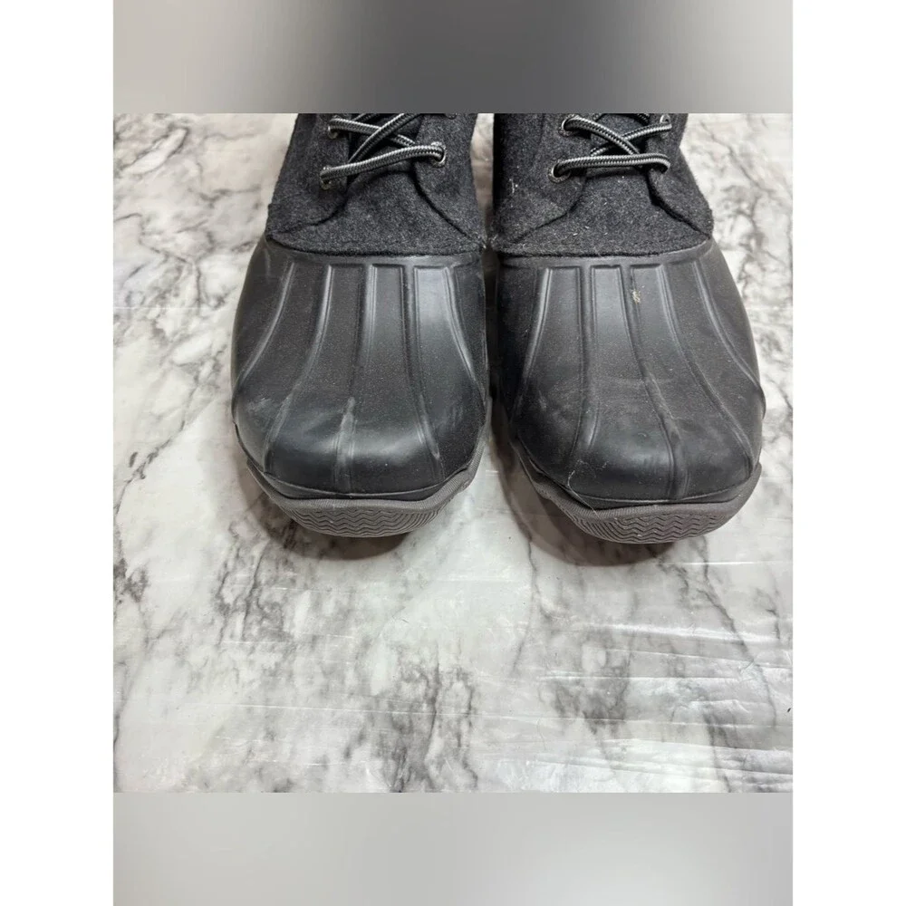 Sperry Black grey Wool Blend Duck Boots lace up casual size 10.5
